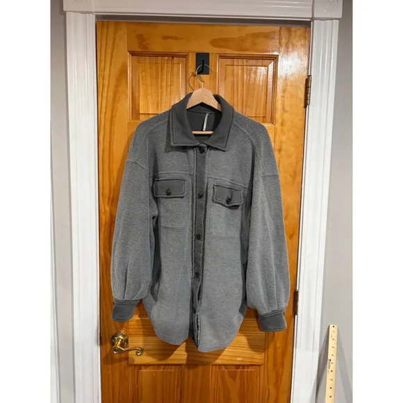 Free People Ruby Jacket Women’s Grey Fleece Oversized Casual Shacket XS - Picture 2 of 8